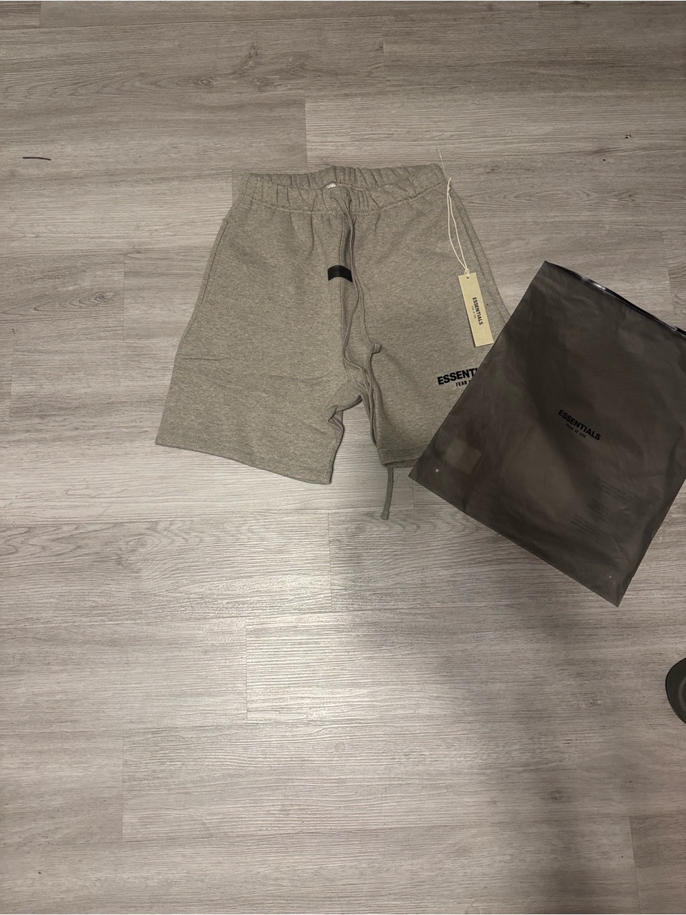 ESSENTIALS Men's Heather Grey Cotton Drawstring Shorts